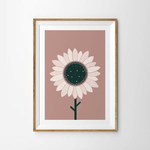 Pretty Minimalist Sunflower Dusky Pink - Tulip House Studio