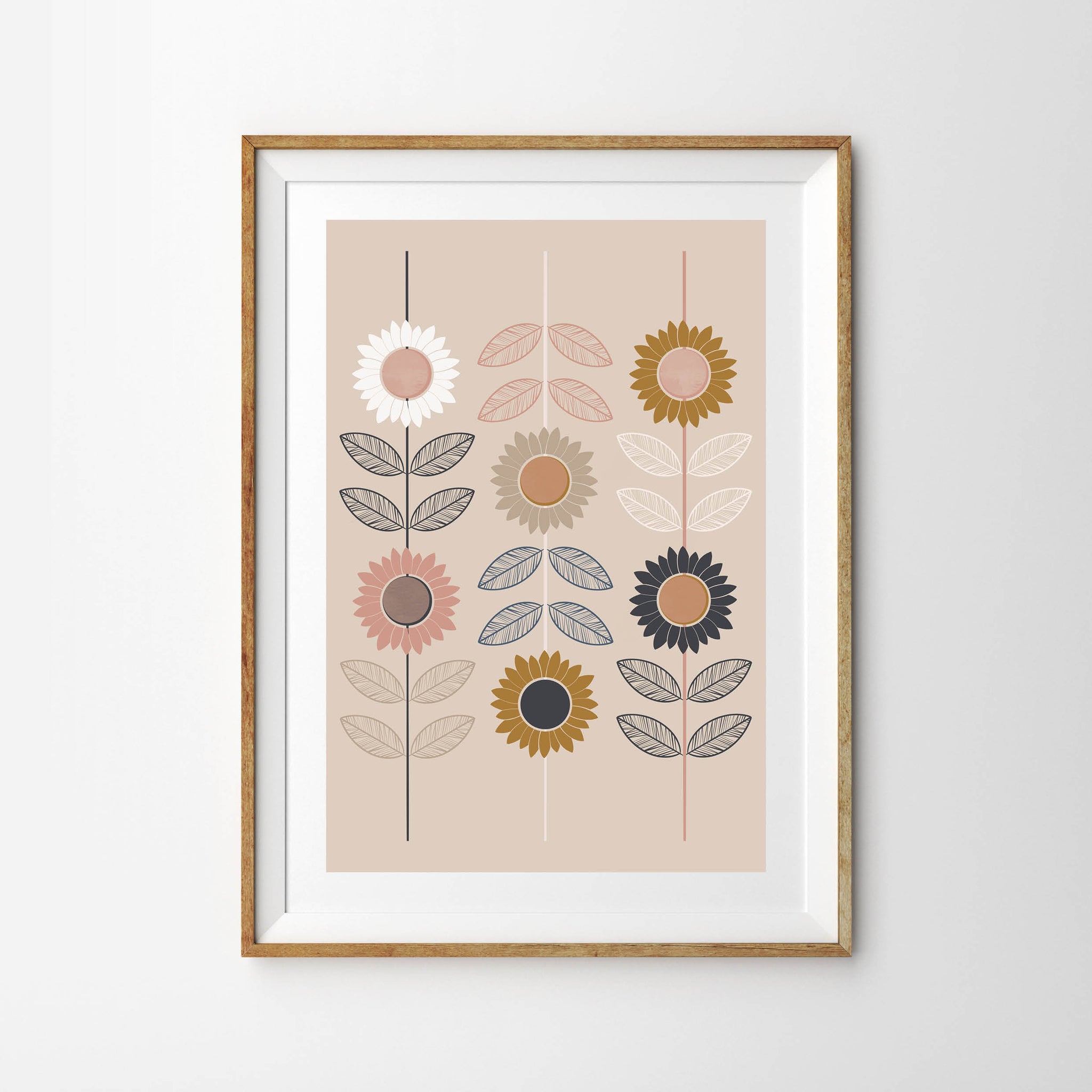 Scandi Sunflower Repeat Pattern - Tulip House Studio