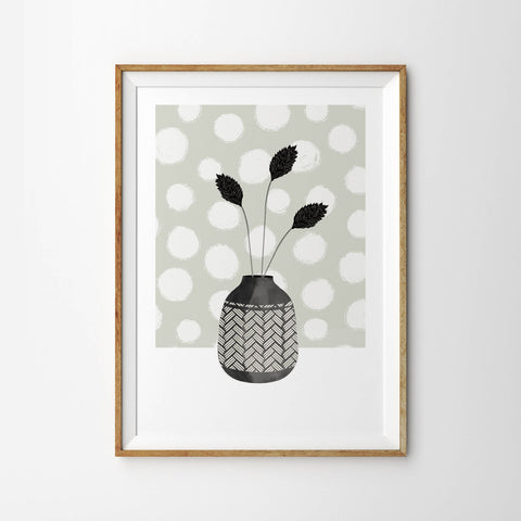 Monochrome Vase Stems on Snowy Dalmatian Backdrop - Tulip House Studio